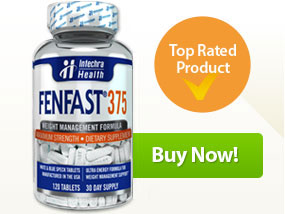 Buy Button and bottle of FENFAST 375 Top Rated Weight Loss Pills